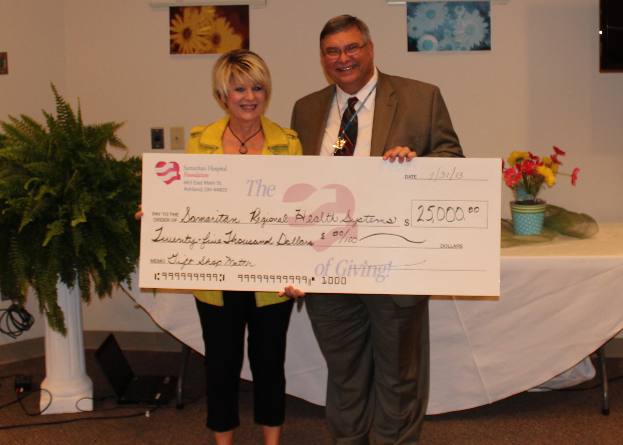 SHF matches $25,000 donation to SRHS from SamHo Gift Shop